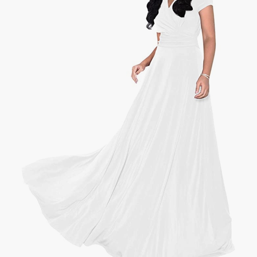 Womens Sexy Cap Short Sleeve V-Neck Flowy Cocktail Dress Size 2X